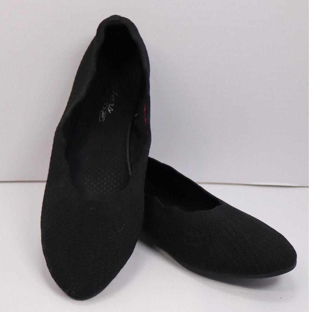 Office Skechers Cleo 2.0 Love Spell Ballet Flats Womens 11 Black Stretch Knit